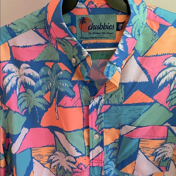 Chubbies Men's Vibrant Geometric Palm Shirt - Blue, Pink, Orange - Picture 4 of 8